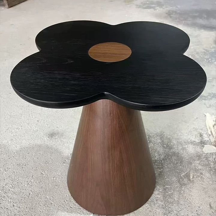 Geometrischer Kegel Sockel Massivholz Beistelltisch - Art Deco Akzenttisch für das Wohnzimmer 