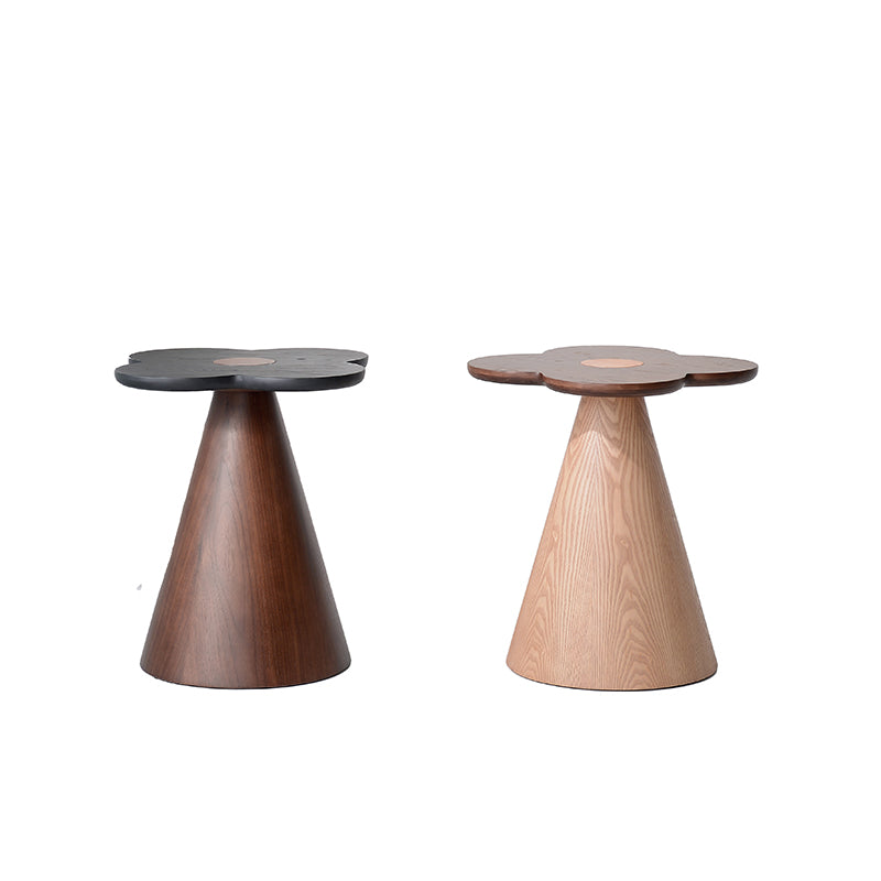 Geometrischer Kegel Sockel Massivholz Beistelltisch - Art Deco Akzenttisch für das Wohnzimmer 