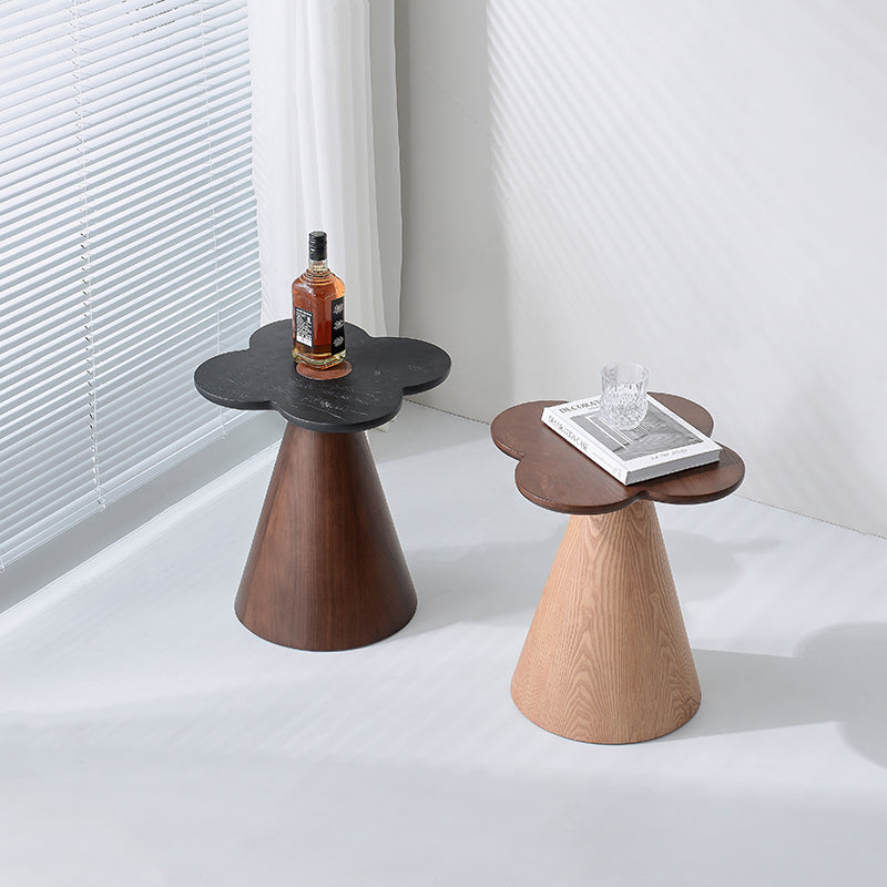 Geometrischer Kegel Sockel Massivholz Beistelltisch - Art Deco Akzenttisch für das Wohnzimmer 