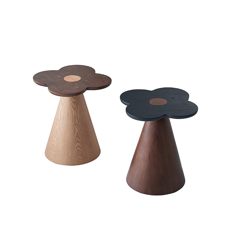 Geometrischer Kegel Sockel Massivholz Beistelltisch - Art Deco Akzenttisch für das Wohnzimmer 
