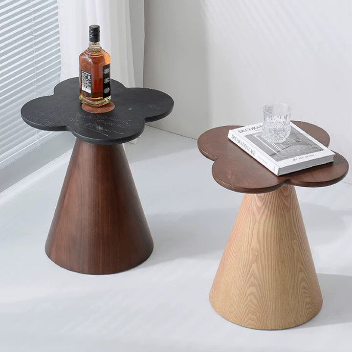 Geometrischer Kegel Sockel Massivholz Beistelltisch - Art Deco Akzenttisch für das Wohnzimmer 