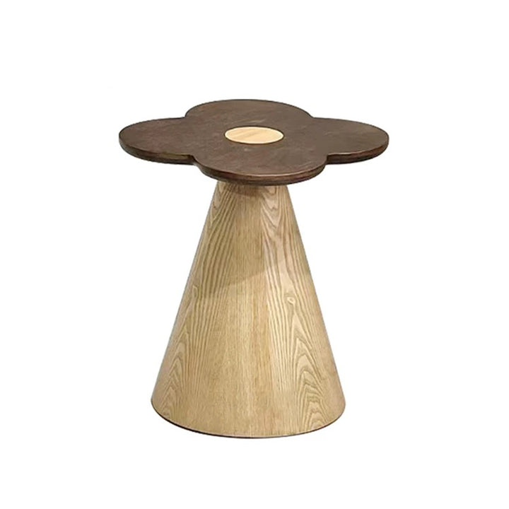 Geometrischer Kegel Sockel Massivholz Beistelltisch - Art Deco Akzenttisch für das Wohnzimmer 