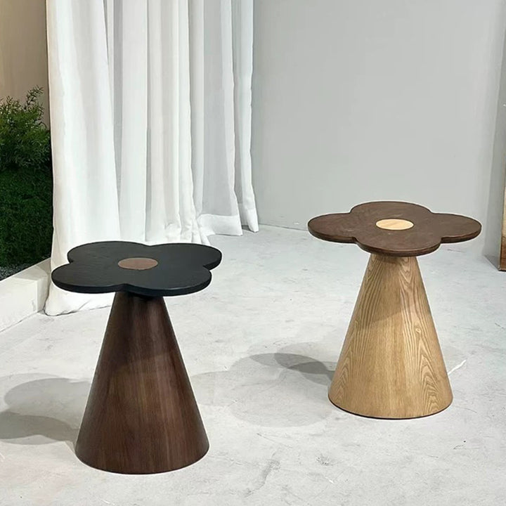 Geometrischer Kegel Sockel Massivholz Beistelltisch - Art Deco Akzenttisch für das Wohnzimmer 