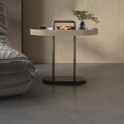 Elegant Oval Saddle Leather Marble End Table - Nordic Sofa Side Table For Living Room