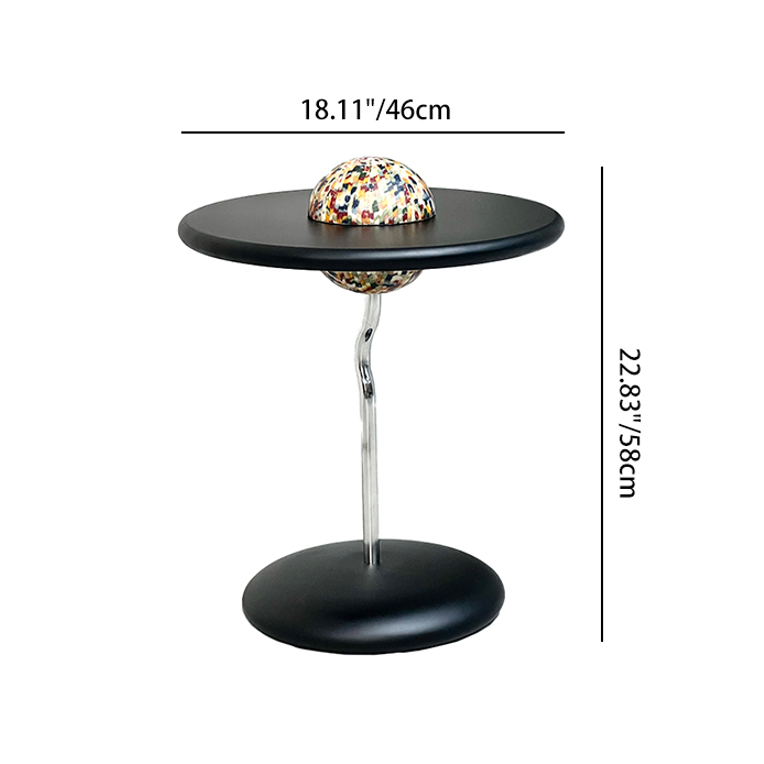 Round Curved MDF Stainless Steel End Table - Minimalist Small Accent Table For Living Room