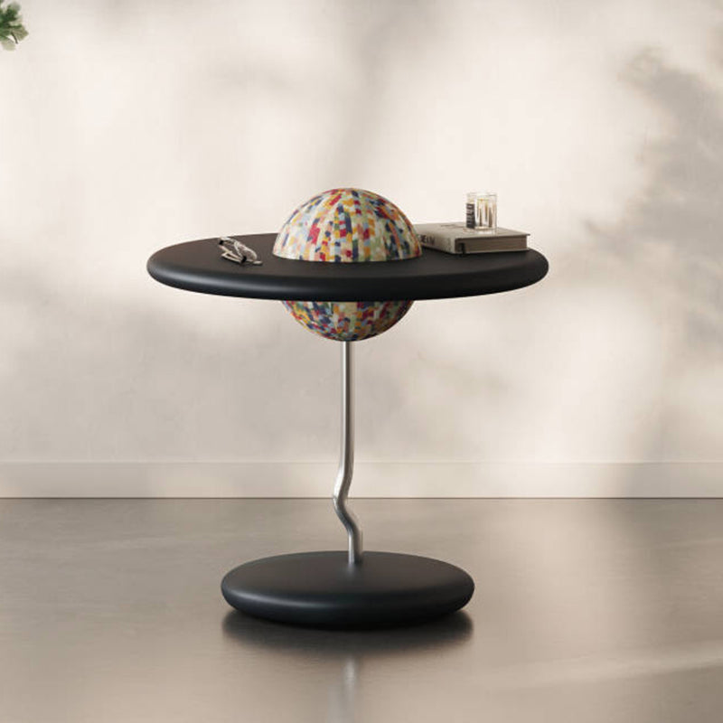 Round Curved MDF Stainless Steel End Table - Minimalist Small Accent Table For Living Room
