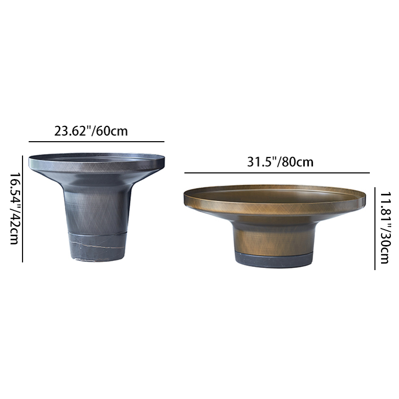 Round Sculptural Natural Marble Bronze Metal Coffee Table - Nordic Combination Accent Table For Living Room