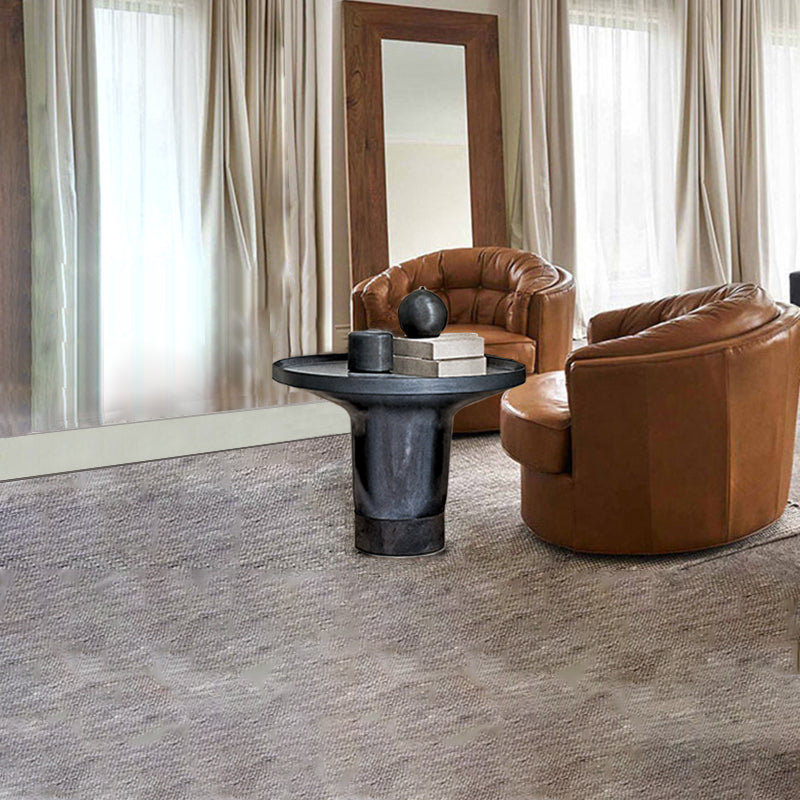 Round Sculptural Natural Marble Bronze Metal Coffee Table - Nordic Combination Accent Table For Living Room
