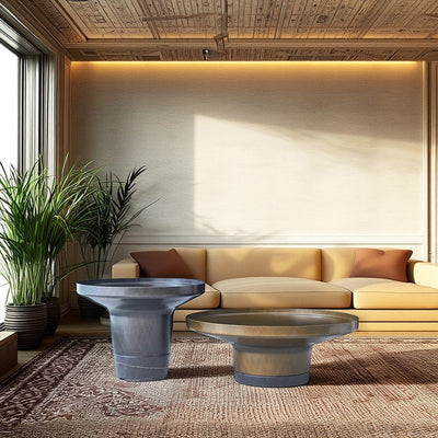 Round Sculptural Natural Marble Bronze Metal Coffee Table - Nordic Combination Accent Table For Living Room