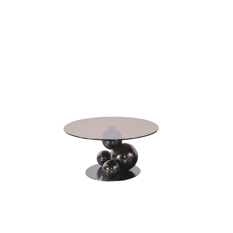 Black Titanium Stainless Steel Sphere Coffee Table - Minimalist Sculptural Round Coffee Table For Living Room