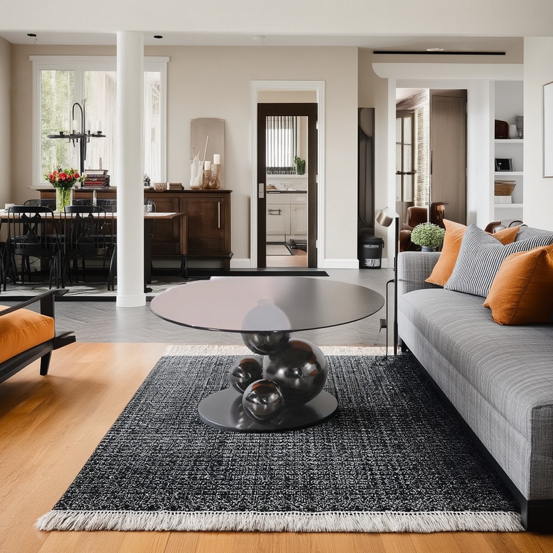 Black Titanium Stainless Steel Sphere Coffee Table - Minimalist Sculptural Round Coffee Table For Living Room