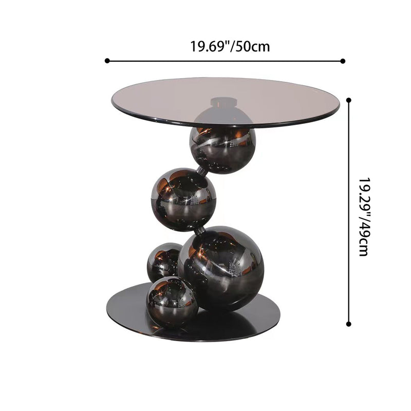 Stainless Steel Black Titanium Sphere Side Table - Creative Geometric Design Round Coffee Table For Living Room