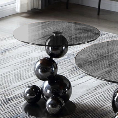 Stainless Steel Black Titanium Sphere Side Table - Creative Geometric Design Round Coffee Table For Living Room