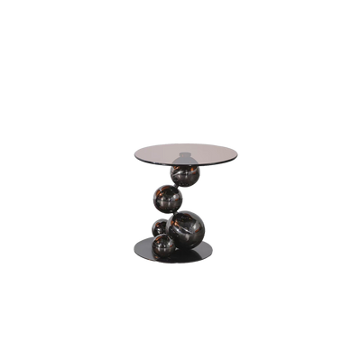 Stainless Steel Black Titanium Sphere Side Table - Creative Geometric Design Round Coffee Table For Living Room