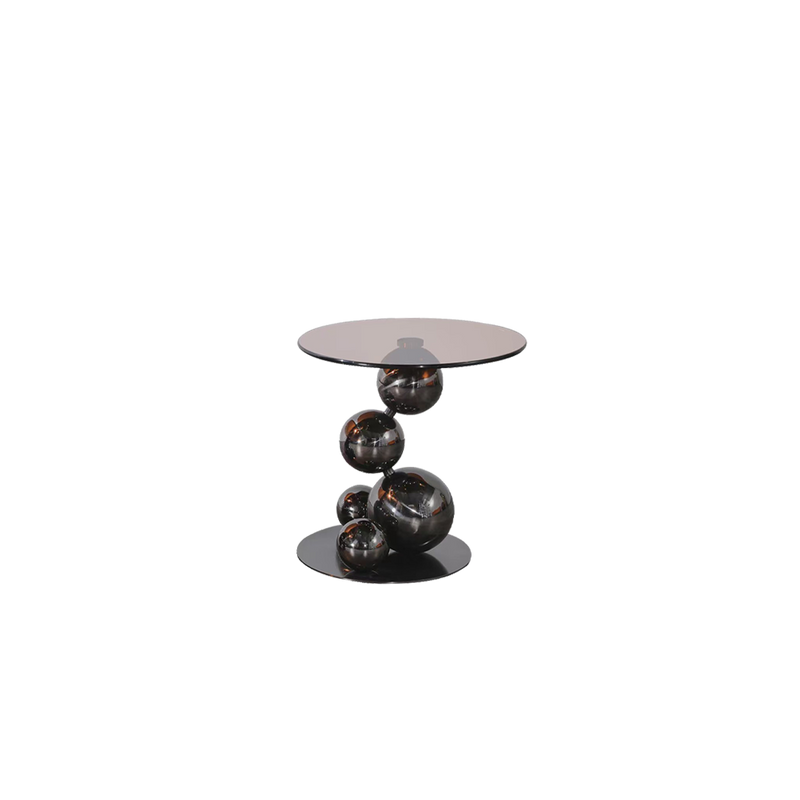 Stainless Steel Black Titanium Sphere Side Table - Creative Geometric Design Round Coffee Table For Living Room