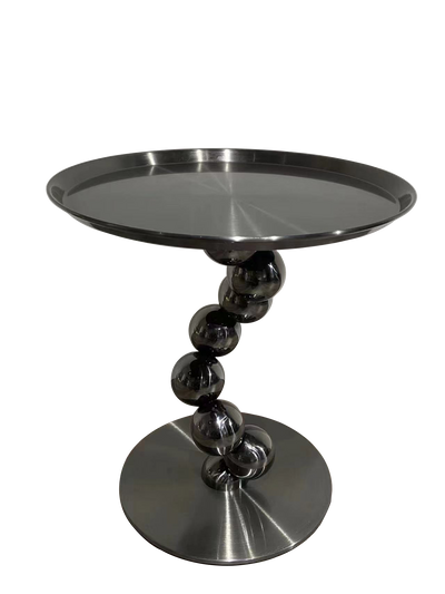 Sturdy Black Titanium Stainless Steel Sculptural Sphere Side Table - Industrial Sculptural Geometric Round Coffee Table For Living Room