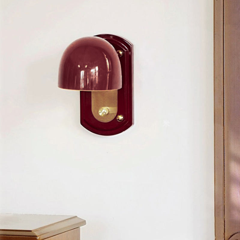 Modern Mid-Century Dome Metal Glass 1-Light Wall Sconce Lamp For Bedroom