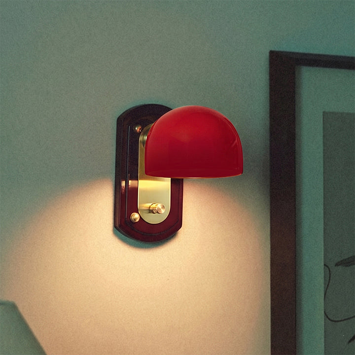 Modern Mid-Century Dome Metal Glass 1-Light Wall Sconce Lamp For Bedroom