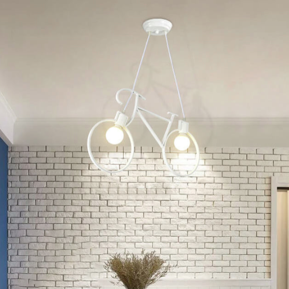 Contemporary Creative Bicycle Shape Iron 2-Light Kids Chandelier For Living Room &amp; Bedroom