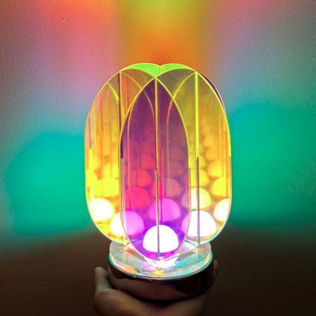 Modern Minimalist Clear Dazzle Acrylic Iron USB Geometry LED Art Decoration Table Lamp For Bedroom