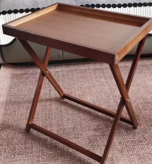 Modern Minimalist Nan Bamboo MDF Acrylic X-Shaped Stable Support Side Table With Foldable &amp; Detachable Design For Living Room