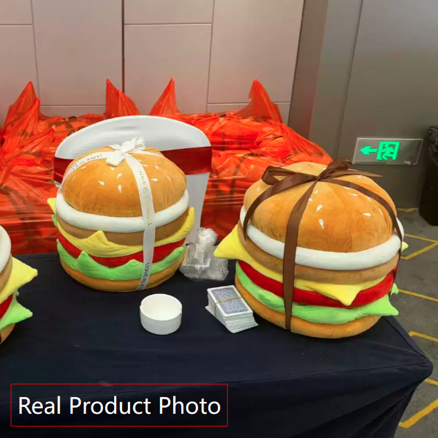 Contemporary Creative Velvet Particleboard Round Hamburger Low Stool Removable &amp; Storage For Living Room