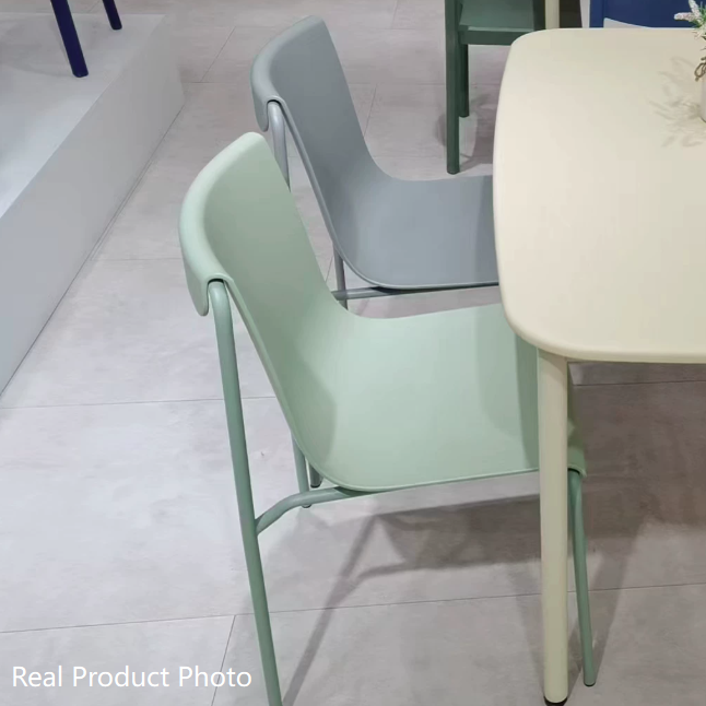Contemporary Nordic Square PP Plastic Carbon Steel Legs Stackable Dining Chair For Living Room