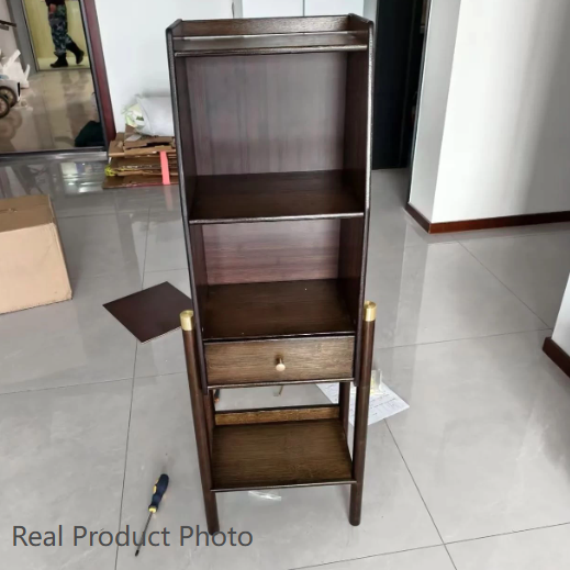 Traditional Vintage Bamboo Fiberboard Multi-functional Storage Sideboard 3/4-Tier Display Rack With Drawer For Home Office