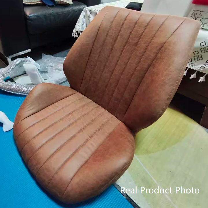 Moderner luxuriöser Drehstuhl mit höhenverstellbarem Gestell aus Eisen, gestreiftem Kunstwildlederbezug und fünfarmigem Rollfuß für das Homeoffice 