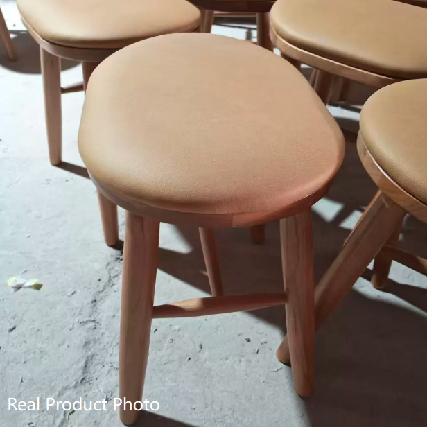 Tabouret de coiffeuse ovale traditionnel en tissu technique français, repose-pieds en bois de cerisier pour chambre 