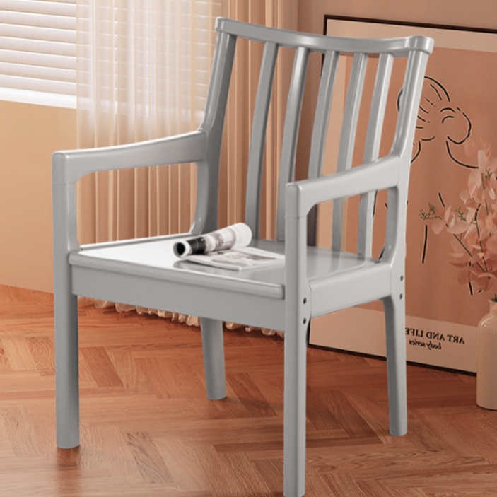 Moderner minimalistischer rechteckiger Esszimmerstuhl aus Kautschukholz mit Kunstfaserbezug und Schwammpolsterung, mit Rückenlehne und Armlehnen, für das Esszimmer 
