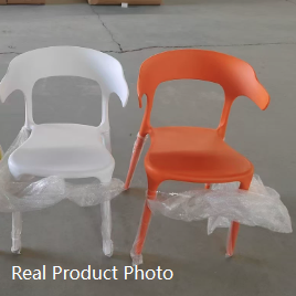 Silla de comedor apilable de plástico cuadrada escandinava contemporánea con respaldo en arco para comedor 