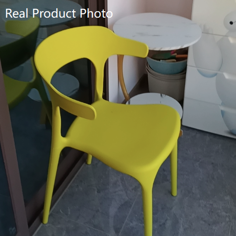 Silla de comedor apilable de plástico cuadrada escandinava contemporánea con respaldo en arco para comedor 