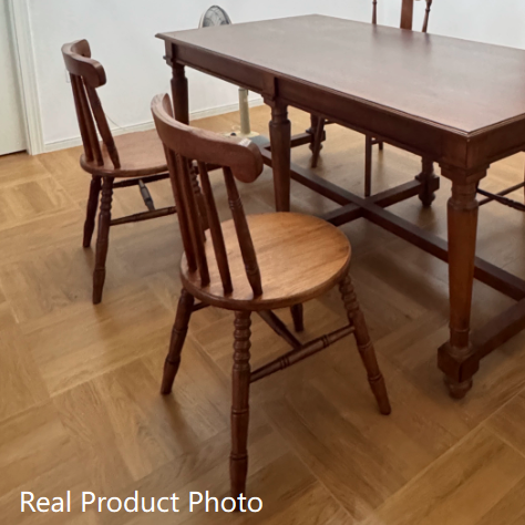 Chaise de salle à manger moderne du milieu du siècle en bois massif rond avec dossier à broches et repose-pieds 