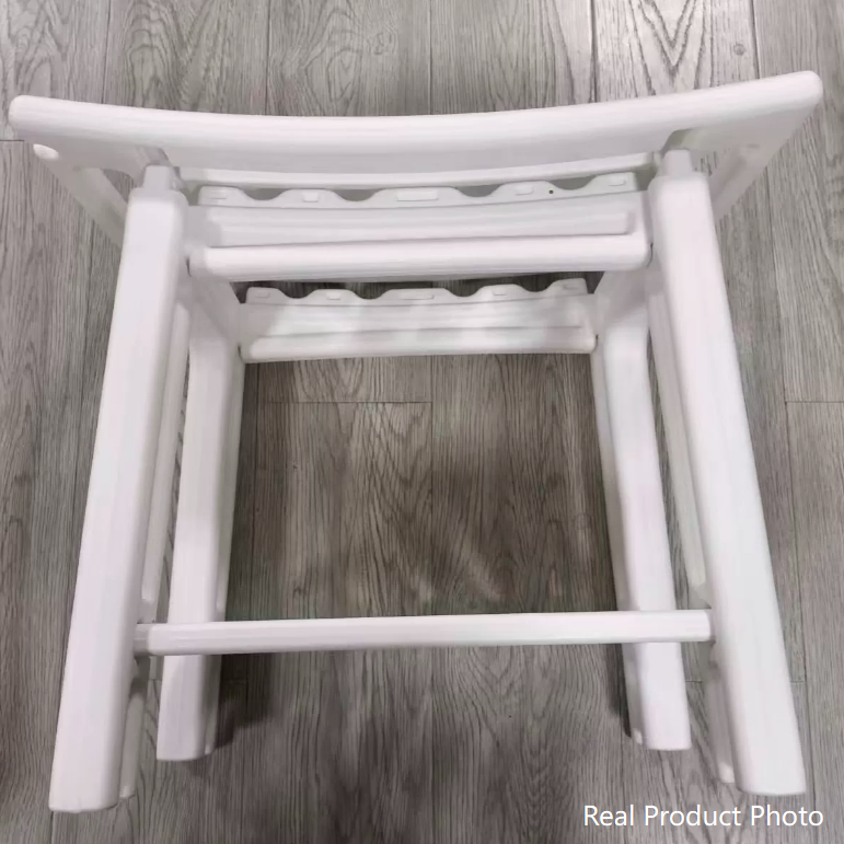 Petit tabouret bas sans dossier ni accoudoirs en plastique HDPE imperméable, rectangulaire incurvé, moderne et minimaliste, pour salle de bain 