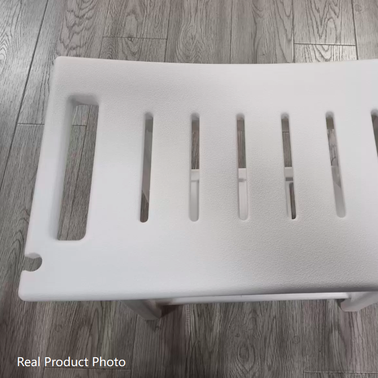 Petit tabouret bas sans dossier ni accoudoirs en plastique HDPE imperméable, rectangulaire incurvé, moderne et minimaliste, pour salle de bain 