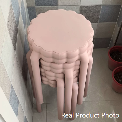 Moderner nordischer Kunststoff-Hocker in Blumenform ohne Rückenlehne und Armlehnen für das Wohnzimmer 