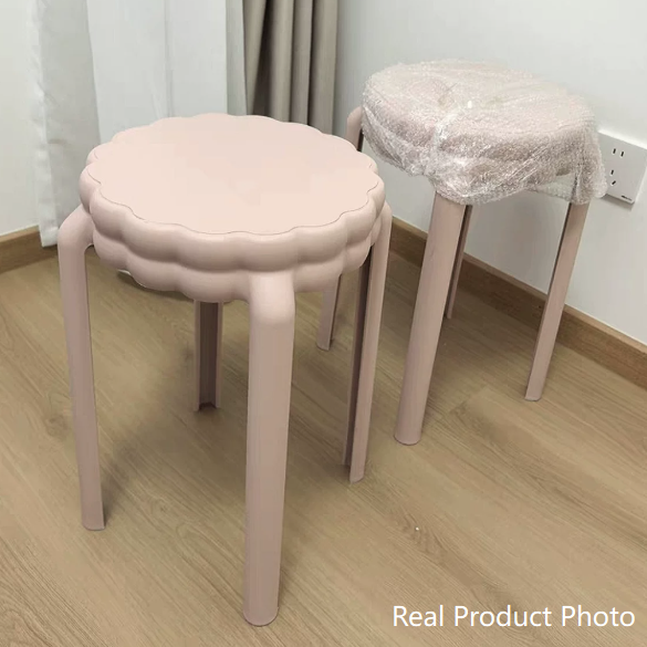 Moderner nordischer Kunststoff-Hocker in Blumenform ohne Rückenlehne und Armlehnen für das Wohnzimmer 