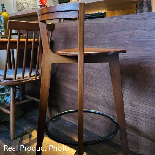 Modern Minimalist Nan Bamboo Metal Square Bar Stool Backrest Armless Footrest For Dining Room
