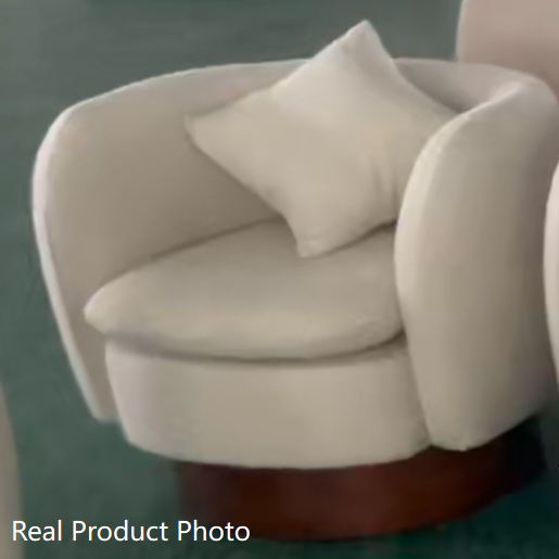 Modern Minimalist Round Cushion Sherpa Fabric Pine Wood Sponge Accent Chair Backrest Armrest For Living Room