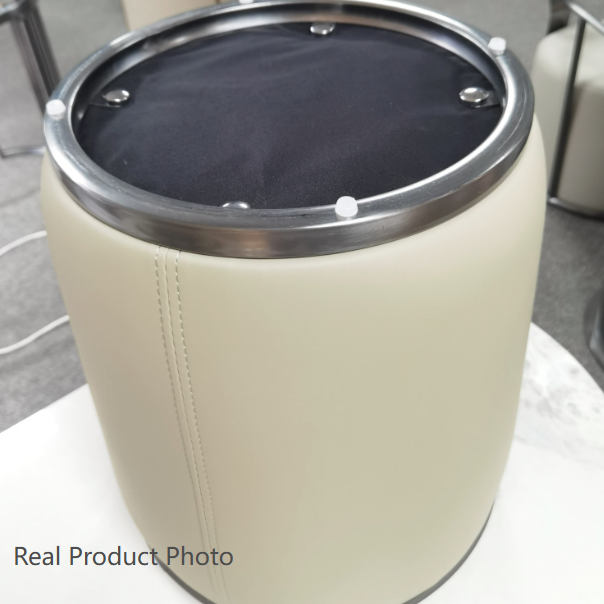 Modern Minimalist Round Microfiber Leather Plywood Stainless Steel Sponge Low Stool Backless Armless For Living Room