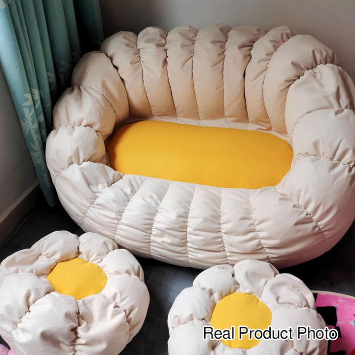 Moderner minimalistischer runder Ellipse Schneeflocke Samt feine Baumwollsamt EPS Lazy Sofa Rückenlehne Fußstütze für Wohnzimmer 