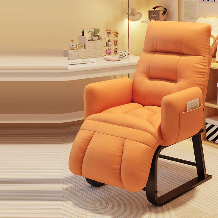 Modern Minimalist Square Rectangular Synthetic Fabric Corduroy Iron Recliner Backrest Armrest For Living Room