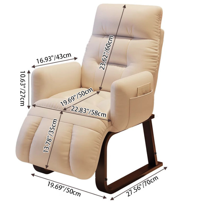 Modern Minimalist Square Rectangular Synthetic Fabric Corduroy Iron Recliner Backrest Armrest For Living Room