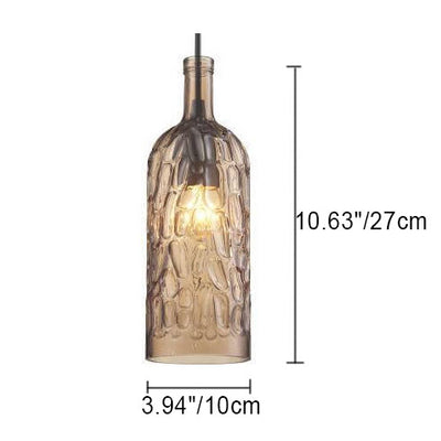 Vintage Weinflasche aus strukturiertem Glas, 1-flammige Pendelleuchte 