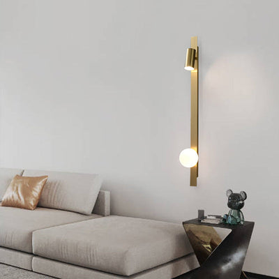 Moderne minimalistische Streifen Runde Ball Messing Glas LED Wandleuchte Lampe für Schlafzimmer 