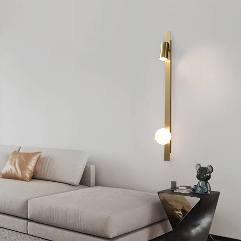 Moderne minimalistische Streifen Runde Ball Messing Glas LED Wandleuchte Lampe für Schlafzimmer 