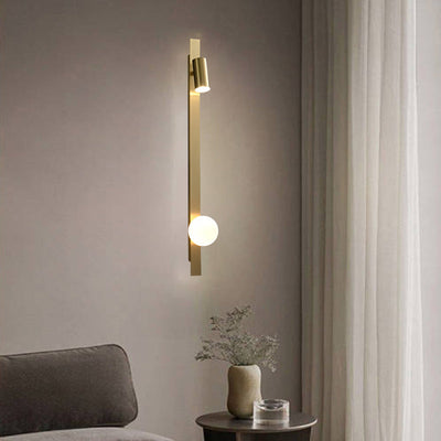 Moderne minimalistische Streifen Runde Ball Messing Glas LED Wandleuchte Lampe für Schlafzimmer 