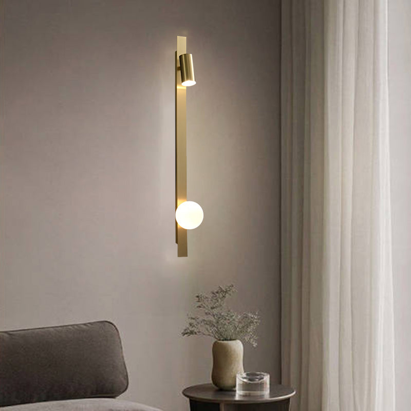 Moderne minimalistische Streifen Runde Ball Messing Glas LED Wandleuchte Lampe für Schlafzimmer 