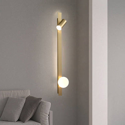 Moderne minimalistische Streifen Runde Ball Messing Glas LED Wandleuchte Lampe für Schlafzimmer 